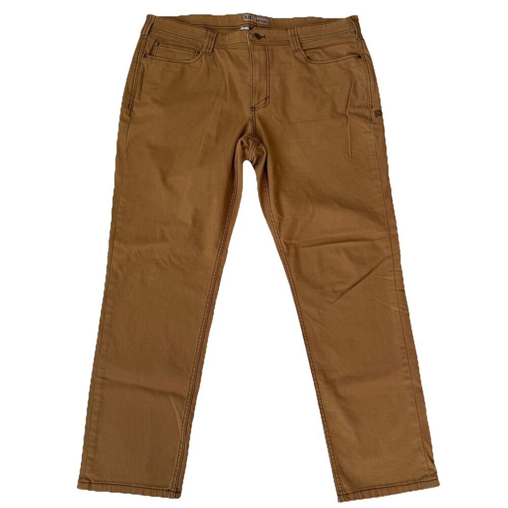 5.11 Tactical Defender-Flex Slim Pants Mens 38x32 Brown Stretch Canvas Cargo